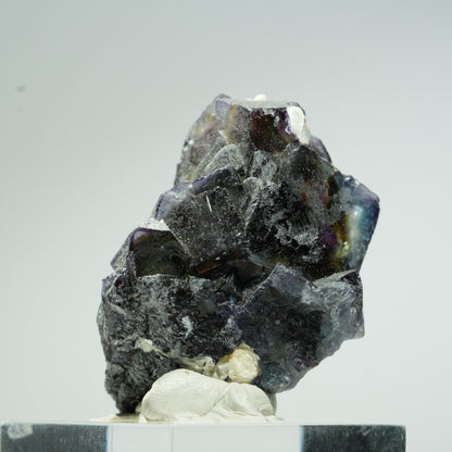 Bunte Phantom Fluorit Würfel, Muskovit Stufe Erongo, Namibia 36*24*22mm #13668