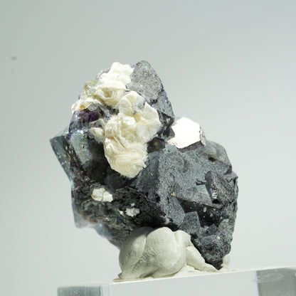 Bunte Phantom Fluorit Würfel, Muskovit Stufe Erongo, Namibia 36*24*22mm #13668