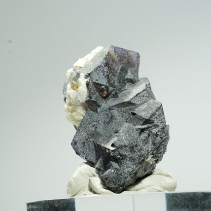 Bunte Phantom Fluorit Würfel, Muskovit Stufe Erongo, Namibia 36*24*22mm #13668