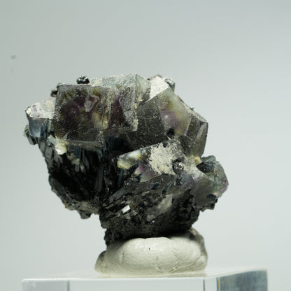 Bunte Phantom Fluorit Würfel, Schörl Turmalin, Muskovit Erongo, Namibia 33*31*28mm #13669