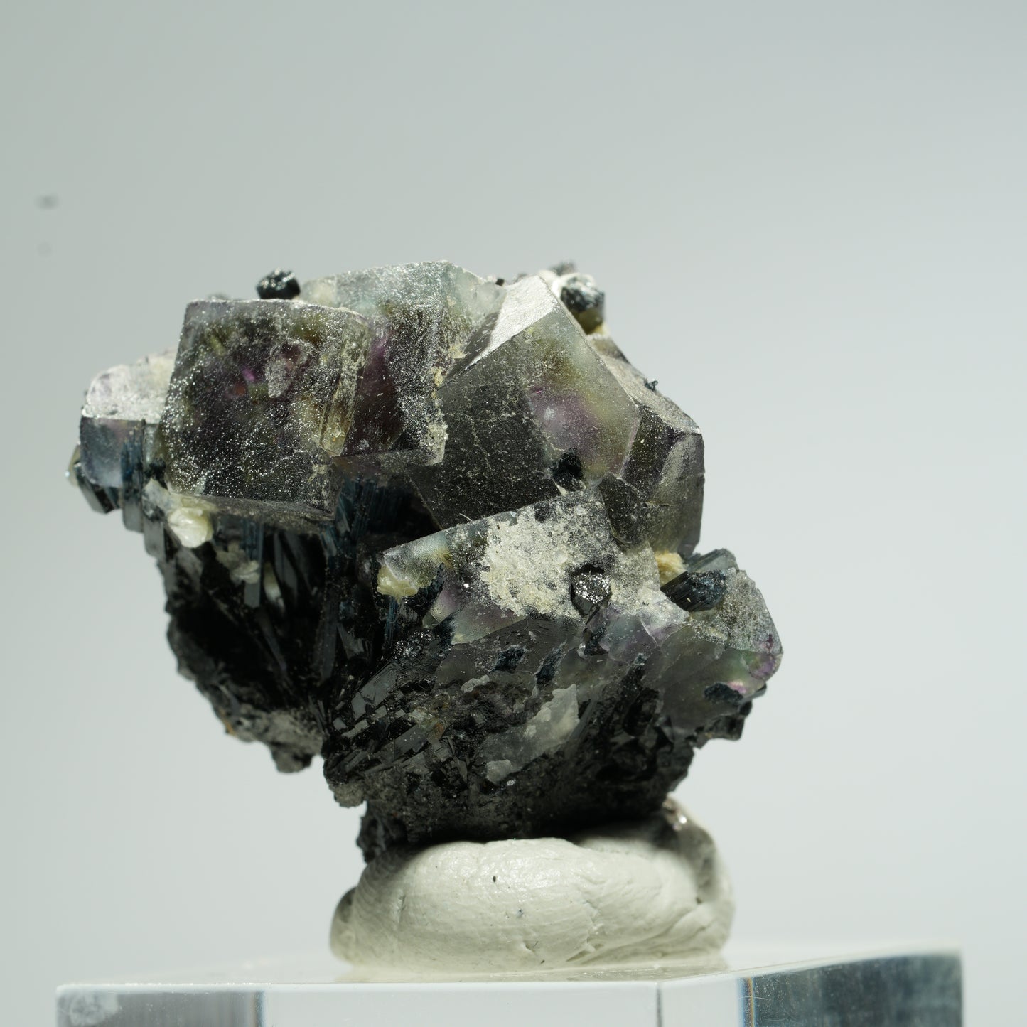 Bunte Phantom Fluorit Würfel, Schörl Turmalin, Muskovit Erongo, Namibia 33*31*28mm #13669