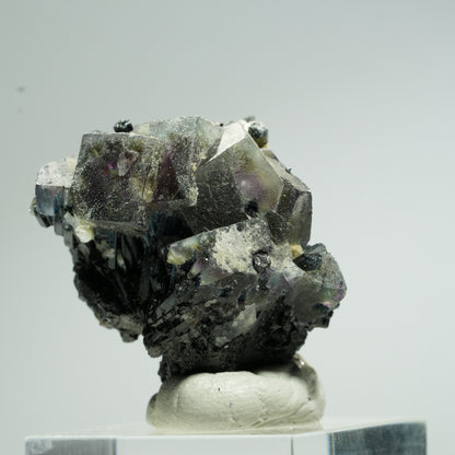 Bunte Phantom Fluorit Würfel, Schörl Turmalin, Muskovit Erongo, Namibia 33*31*28mm #13669