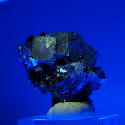 Bunte Phantom Fluorit Würfel, Schörl Turmalin, Muskovit Erongo, Namibia 33*31*28mm #13669