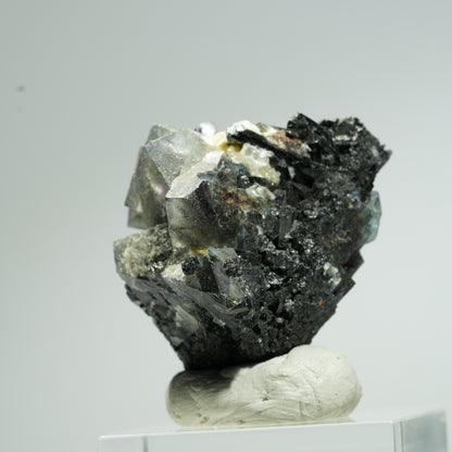 Bunte Phantom Fluorit Würfel, Schörl Turmalin, Muskovit Erongo, Namibia 33*31*28mm #13669