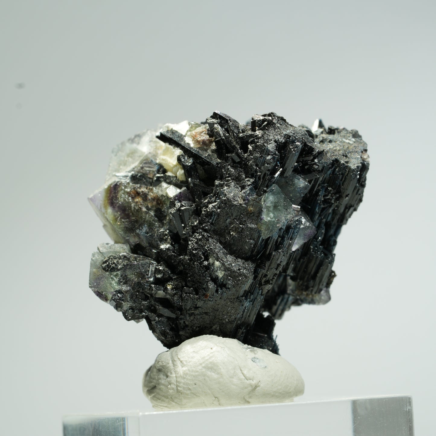 Bunte Phantom Fluorit Würfel, Schörl Turmalin, Muskovit Erongo, Namibia 33*31*28mm #13669
