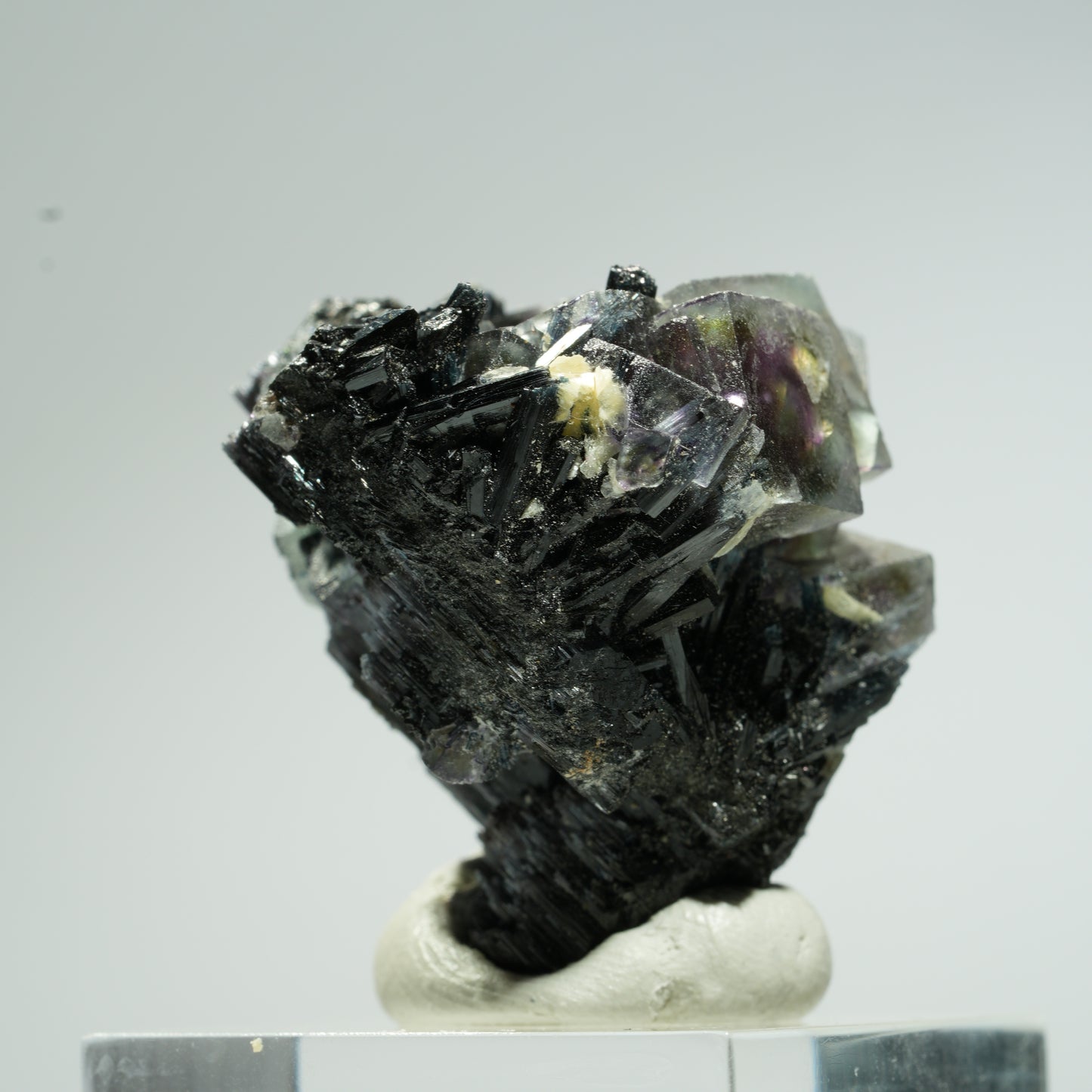 Bunte Phantom Fluorit Würfel, Schörl Turmalin, Muskovit Erongo, Namibia 33*31*28mm #13669