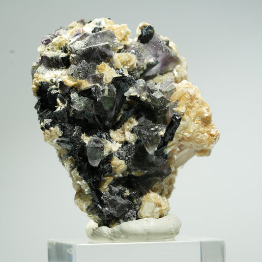 Bunte Phantom Fluorit Würfel, Schörl Turmalin, Muskovit Erongo, Namibia 48*39*34mm #13670
