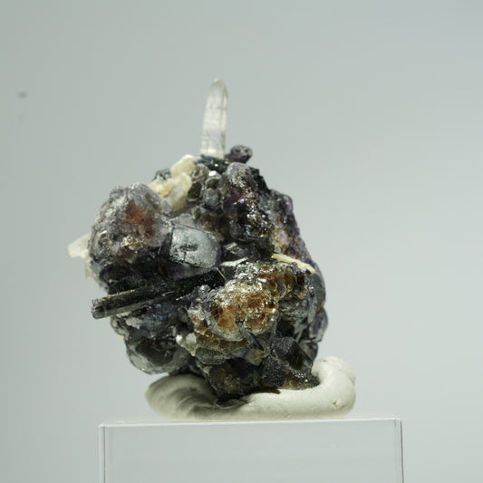 Bunte Phantom Fluorit, Schörl Turmalin, Muskovit, Rauchquarz Erongo, Namibia 34*26*25mm #13671