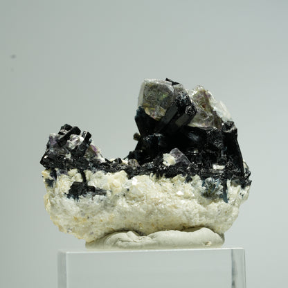 Bunte Phantom Fluorit Würfel, Schörl Turmalin, Muskovit Erongo, Namibia 36*29*15mm #13672