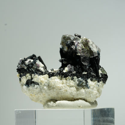 Bunte Phantom Fluorit Würfel, Schörl Turmalin, Muskovit Erongo, Namibia 36*29*15mm #13672