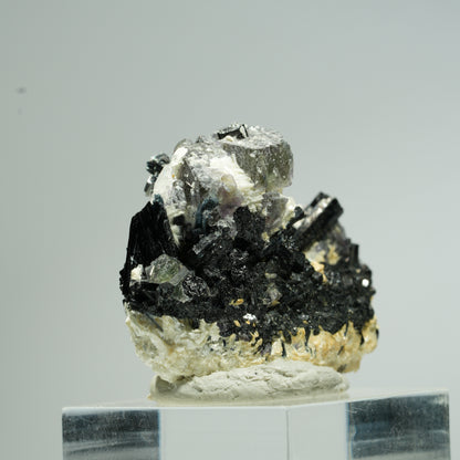 Bunte Phantom Fluorit Würfel, Schörl Turmalin, Muskovit Erongo, Namibia 36*29*15mm #13672