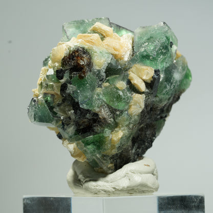 Phantom Fluorit, Schörl Turmalin, Hyalit Opal, Muskovit Erongo, Namibia 38*37*27mm #13675