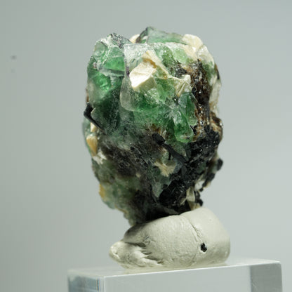 Phantom Fluorit, Schörl Turmalin, Hyalit Opal, Muskovit Erongo, Namibia 38*37*27mm #13675