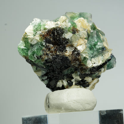 Phantom Fluorit, Schörl Turmalin, Hyalit Opal, Muskovit Erongo, Namibia 38*37*27mm #13675