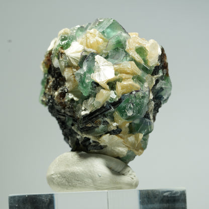 Phantom Fluorit, Schörl Turmalin, Hyalit Opal, Muskovit Erongo, Namibia 38*37*27mm #13675