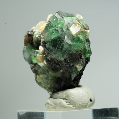 Phantom Fluorit, Schörl Turmalin, Hyalit Opal, Muskovit Erongo, Namibia 38*37*27mm #13675
