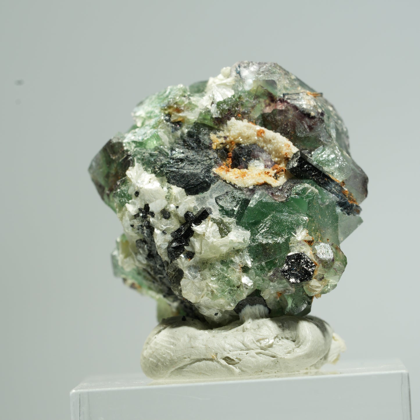 Phantom Fluorit Würfel, Schörl Turmalin, Muskovit Erongo, Namibia 28*25*22mm #13676