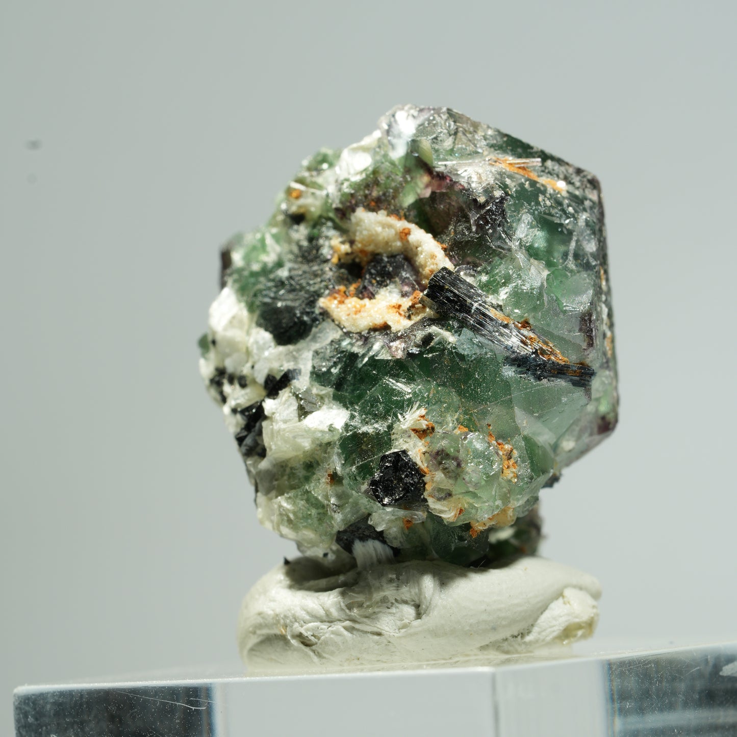 Phantom Fluorit Würfel, Schörl Turmalin, Muskovit Erongo, Namibia 28*25*22mm #13676