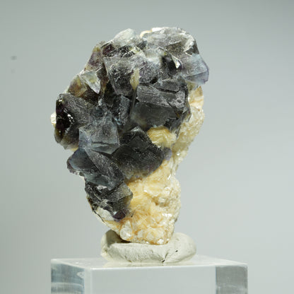 Bunte Phantom Fluorit Würfel, Muskovit Stufe Erongo, Namibia 45*28*25mm #13677