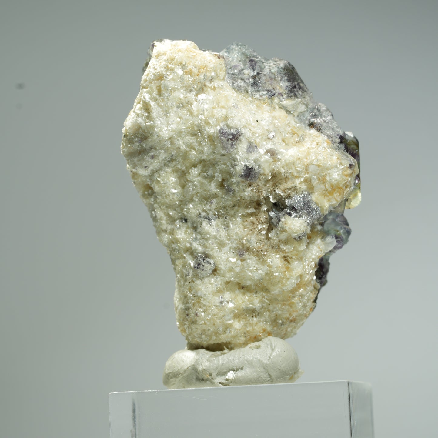 Bunte Phantom Fluorit Würfel, Muskovit Stufe Erongo, Namibia 45*28*25mm #13677