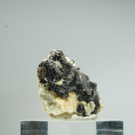 Bunte Phantom Fluorit Würfel, Schörl Turmalin, Muskovit Erongo, Namibia 28*26*20mm #13678