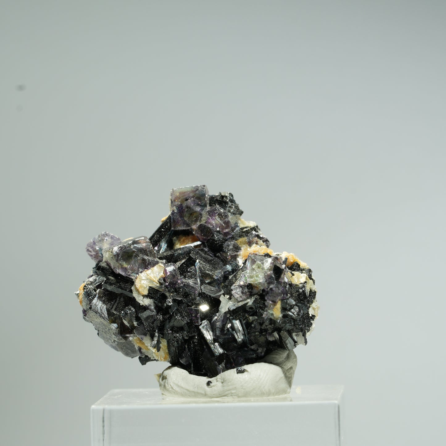 Bunte Phantom Fluorit, Schörl Turmalin, Hyalit Opal, Muskovit Erongo, Namibia 27*24*24mm #13679