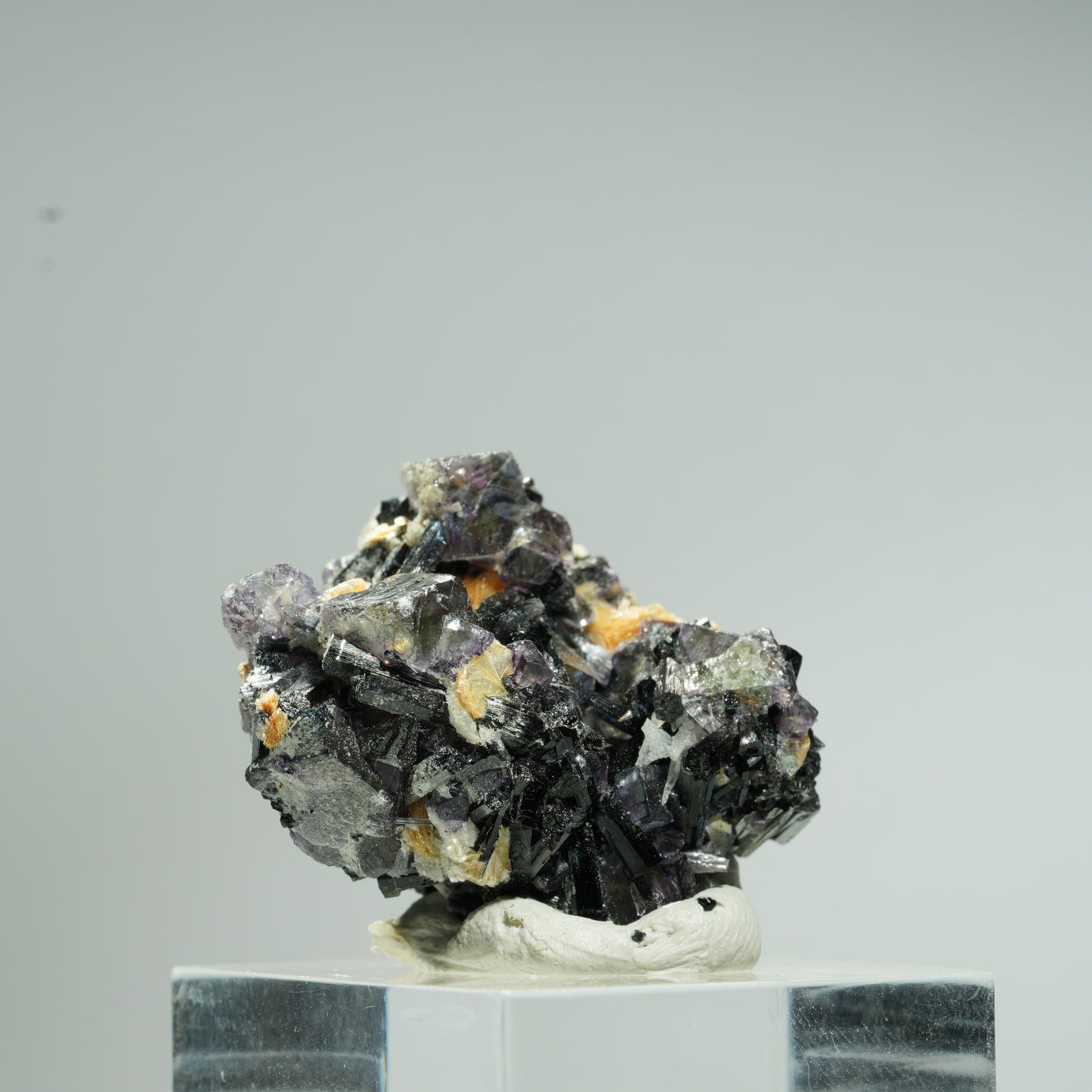Bunte Phantom Fluorit, Schörl Turmalin, Hyalit Opal, Muskovit Erongo, Namibia 27*24*24mm #13679