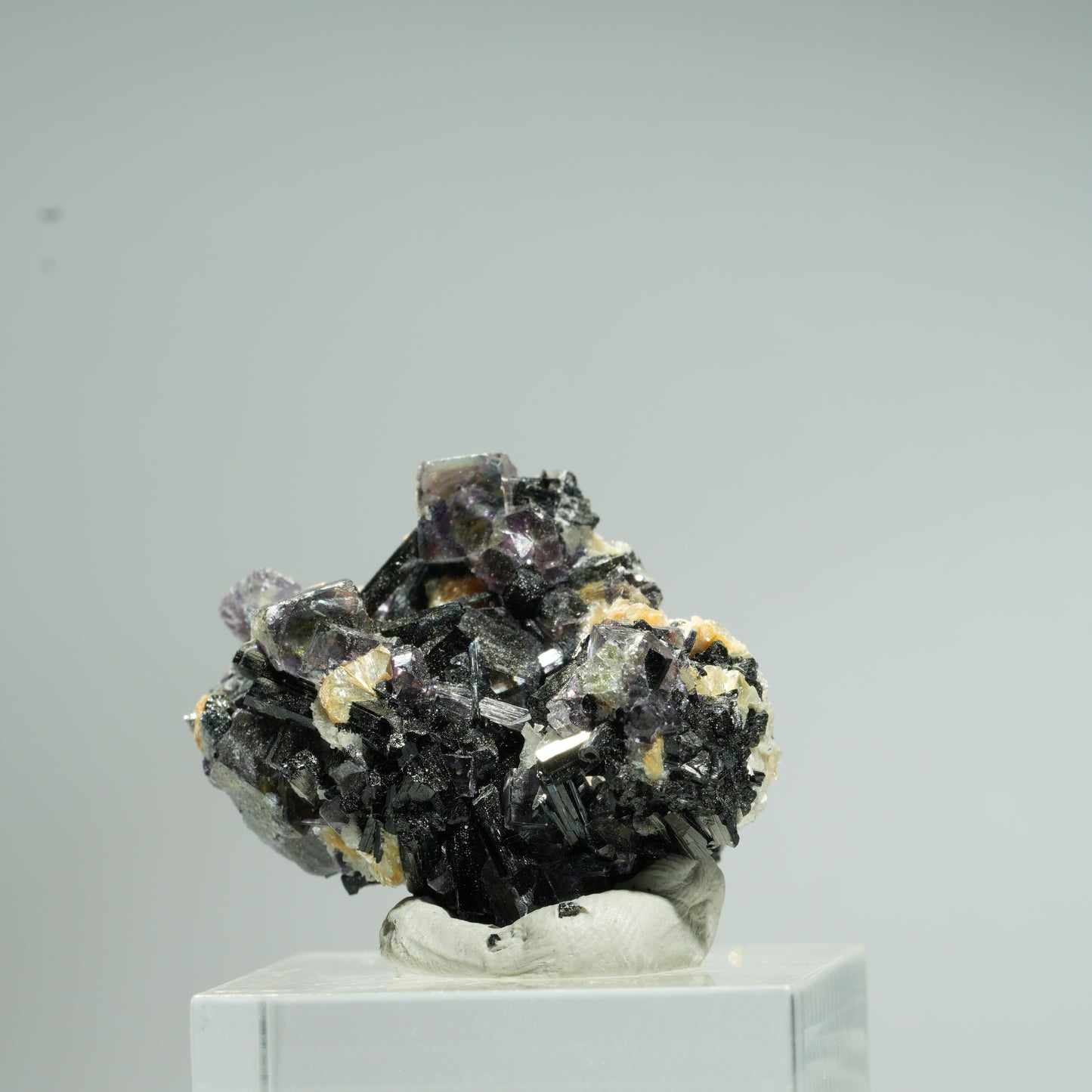 Bunte Phantom Fluorit, Schörl Turmalin, Hyalit Opal, Muskovit Erongo, Namibia 27*24*24mm #13679