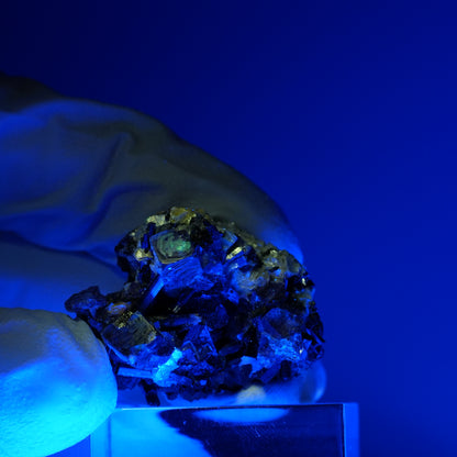 Bunte Phantom Fluorit, Schörl Turmalin, Hyalit Opal, Muskovit Erongo, Namibia 27*24*24mm #13679