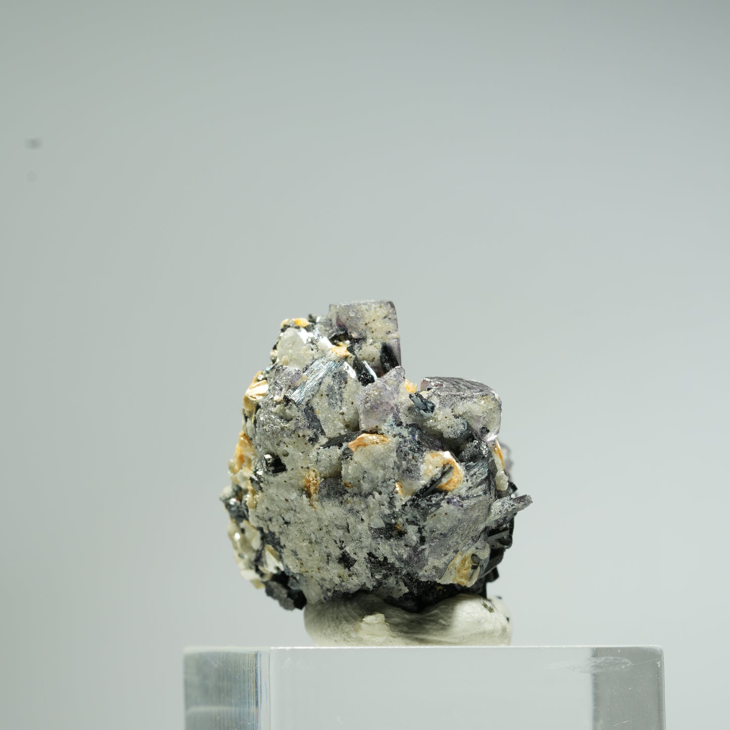 Bunte Phantom Fluorit, Schörl Turmalin, Hyalit Opal, Muskovit Erongo, Namibia 27*24*24mm #13679