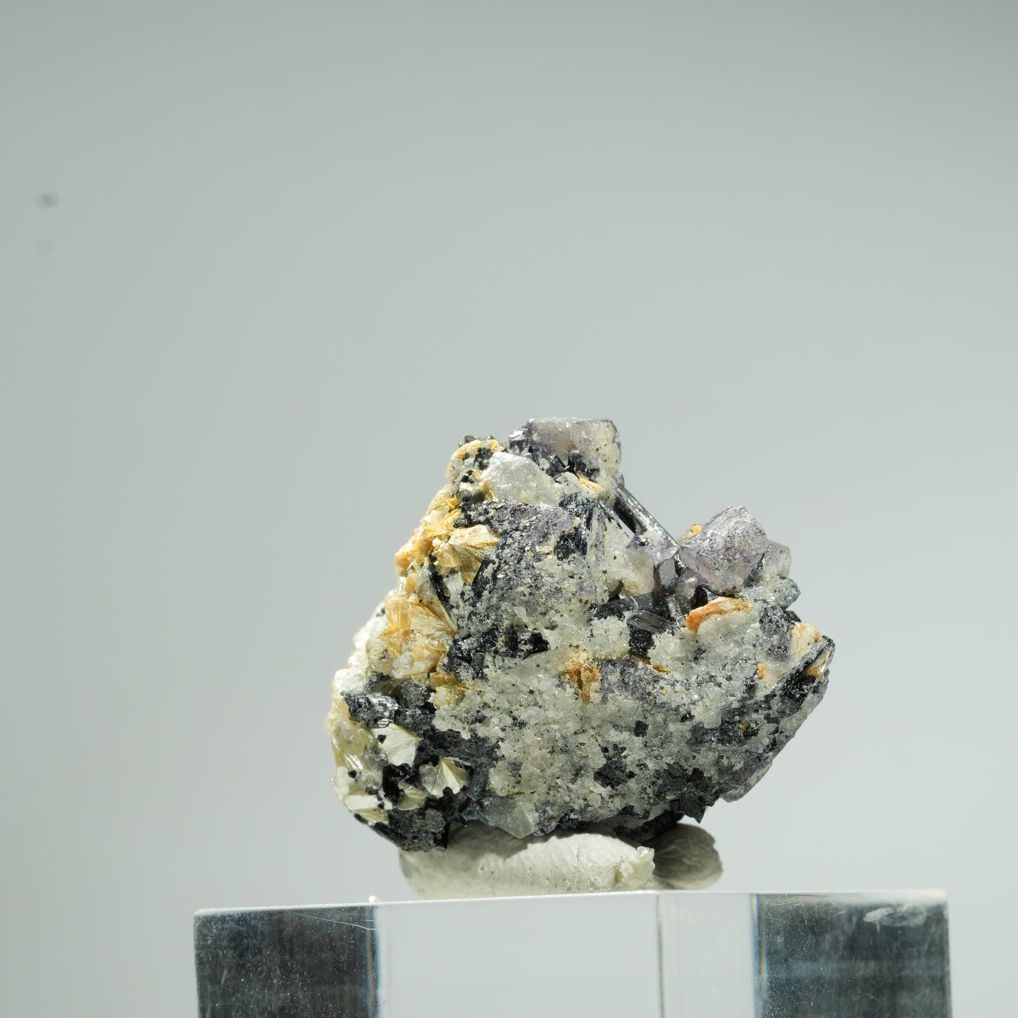 Bunte Phantom Fluorit, Schörl Turmalin, Hyalit Opal, Muskovit Erongo, Namibia 27*24*24mm #13679