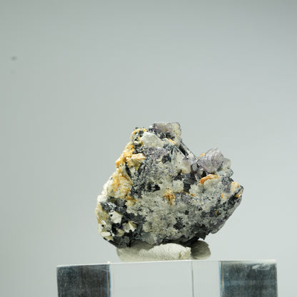 Bunte Phantom Fluorit, Schörl Turmalin, Hyalit Opal, Muskovit Erongo, Namibia 27*24*24mm #13679
