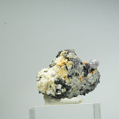 Bunte Phantom Fluorit, Schörl Turmalin, Hyalit Opal, Muskovit Erongo, Namibia 27*24*24mm #13679