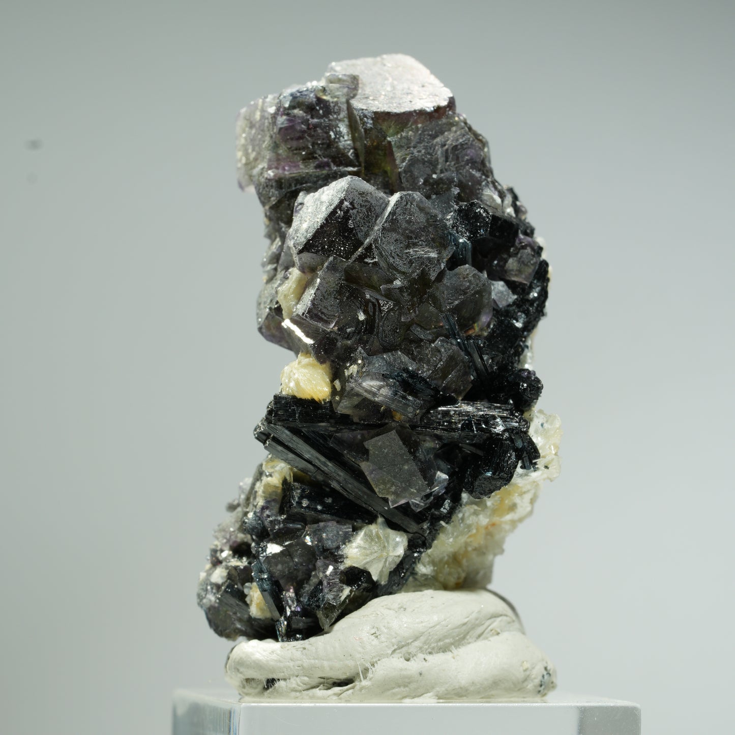 Bunte Phantom Fluorit Würfel, Schörl Turmalin, Muskovit Erongo, Namibia 47*32*29mm #13680
