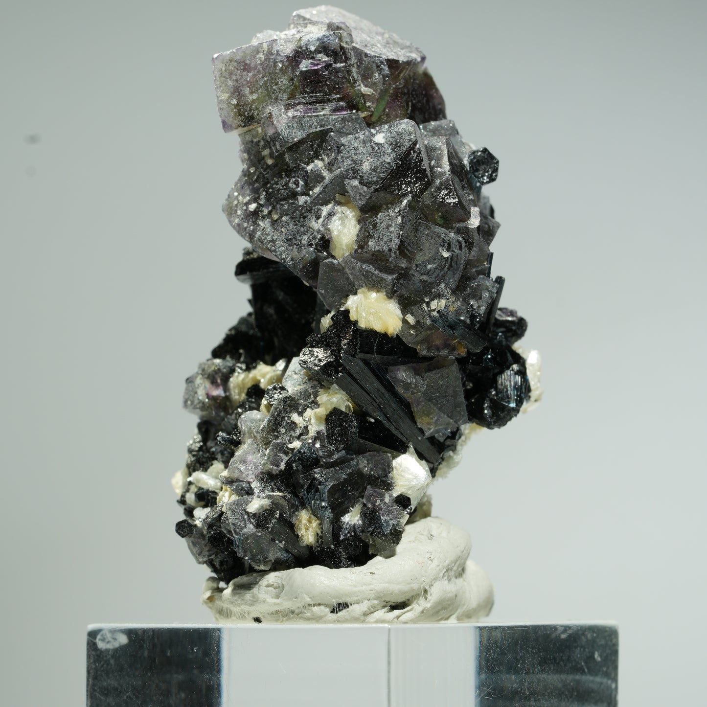 Bunte Phantom Fluorit Würfel, Schörl Turmalin, Muskovit Erongo, Namibia 47*32*29mm #13680