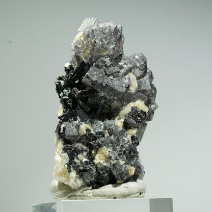 Bunte Phantom Fluorit Würfel, Schörl Turmalin, Muskovit Erongo, Namibia 47*32*29mm #13680