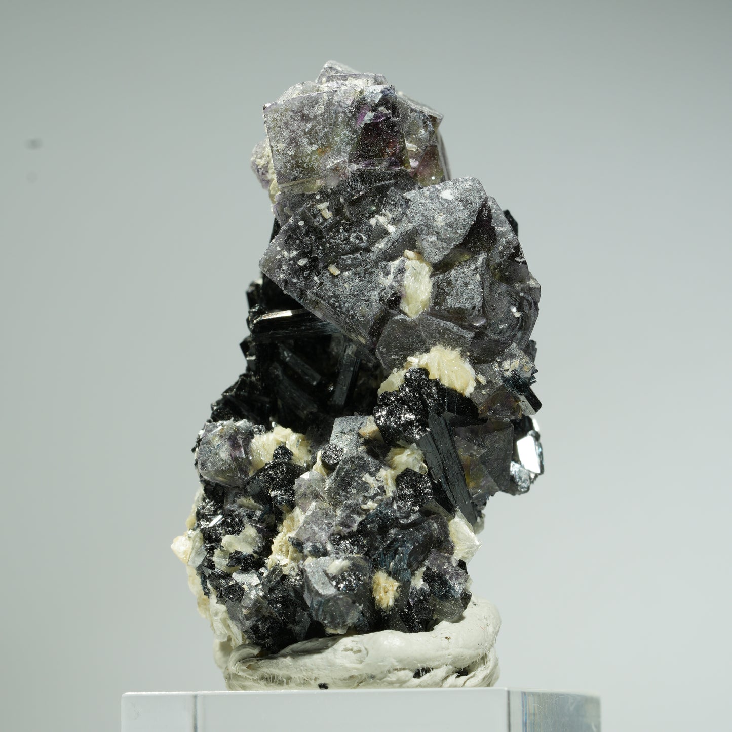 Bunte Phantom Fluorit Würfel, Schörl Turmalin, Muskovit Erongo, Namibia 47*32*29mm #13680