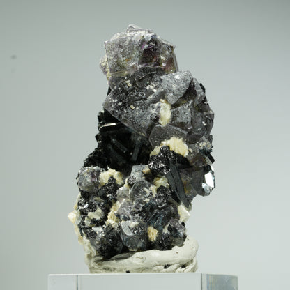 Bunte Phantom Fluorit Würfel, Schörl Turmalin, Muskovit Erongo, Namibia 47*32*29mm #13680