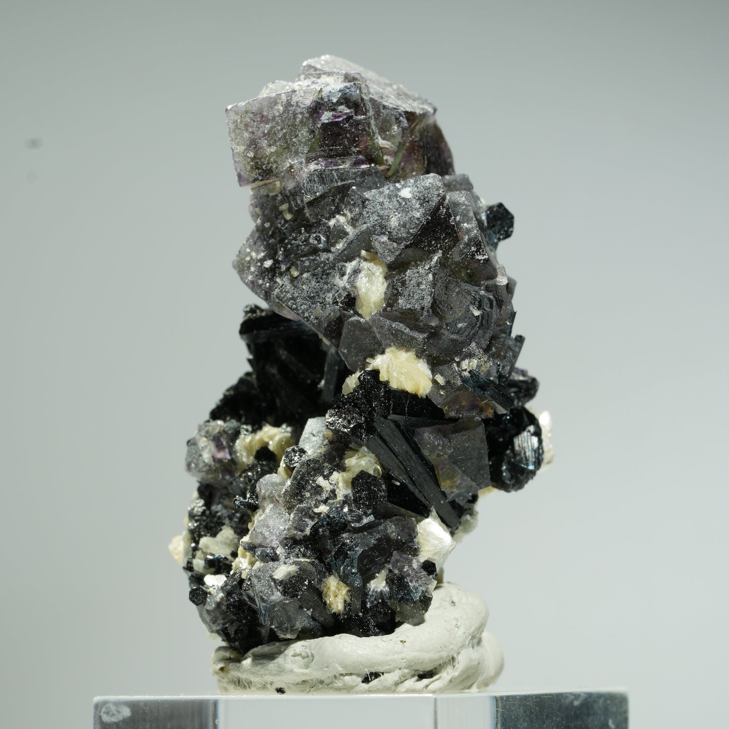 Bunte Phantom Fluorit Würfel, Schörl Turmalin, Muskovit Erongo, Namibia 47*32*29mm #13680