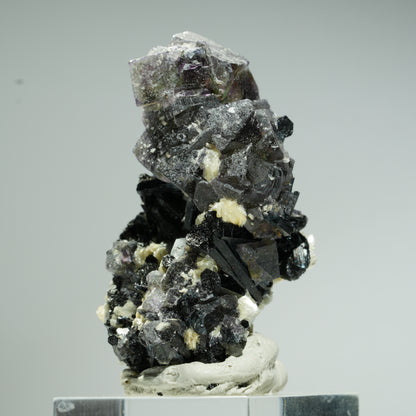Bunte Phantom Fluorit Würfel, Schörl Turmalin, Muskovit Erongo, Namibia 47*32*29mm #13680