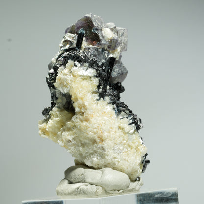Bunte Phantom Fluorit Würfel, Schörl Turmalin, Muskovit Erongo, Namibia 47*32*29mm #13680