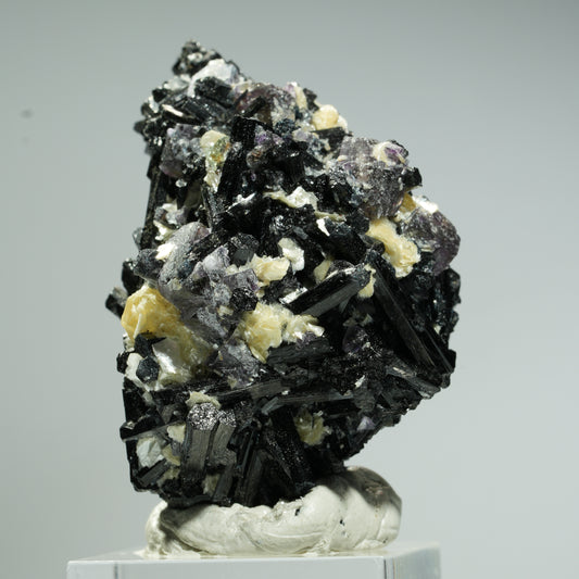 Bunte Phantom Fluorit Würfel, Schörl Turmalin, Muskovit Erongo, Namibia 48*30*30mm #13683