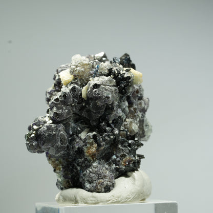 Bunte Phantom Fluorit, Schörl Turmalin, Hyalit Opal, Muskovit Erongo, Namibia 37*36*29mm #13684