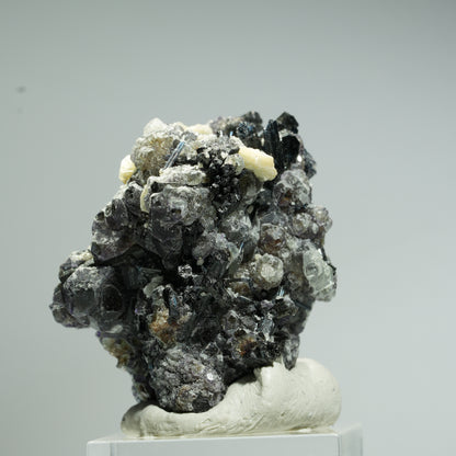 Bunte Phantom Fluorit, Schörl Turmalin, Hyalit Opal, Muskovit Erongo, Namibia 37*36*29mm #13684