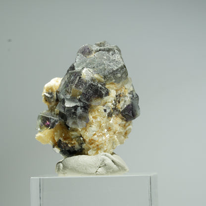 Bunte Phantom Fluorit Würfel, Schörl Turmalin, Muskovit Erongo, Namibia 34*25*18mm #13685
