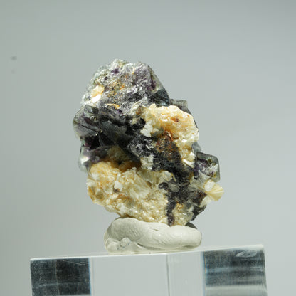Bunte Phantom Fluorit Würfel, Schörl Turmalin, Muskovit Erongo, Namibia 34*25*18mm #13685