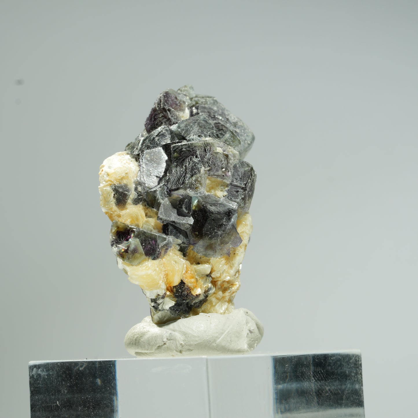 Bunte Phantom Fluorit Würfel, Schörl Turmalin, Muskovit Erongo, Namibia 34*25*18mm #13685