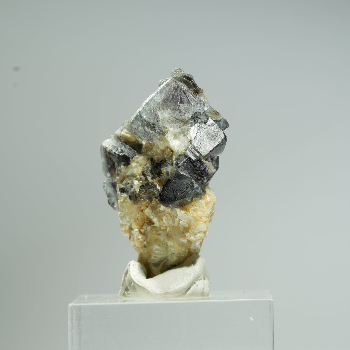 Bunte Phantom Fluorit Würfel, Schörl Turmalin, Muskovit Erongo, Namibia 34*25*18mm #13685