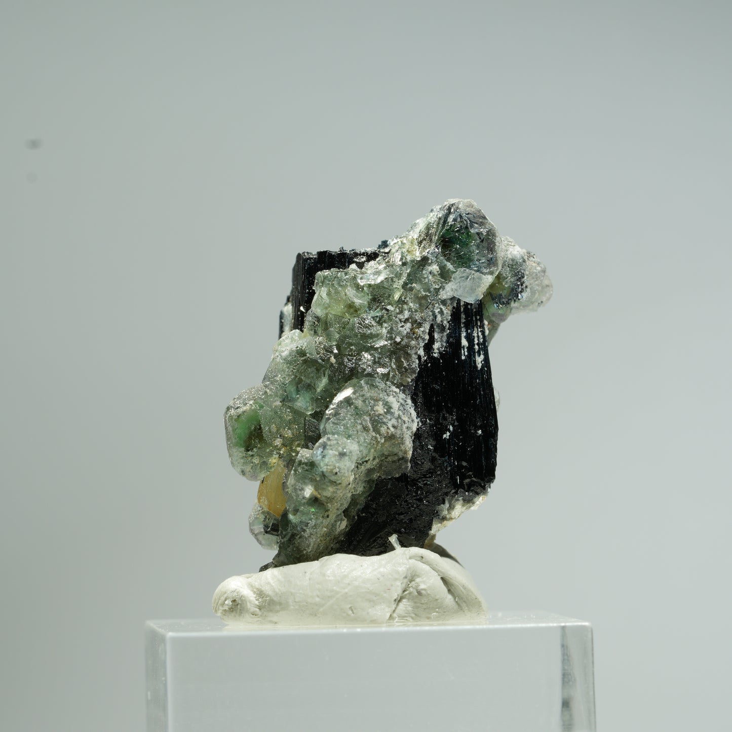 Phantom Fluorit Würfel, Schörl Turmalin, Muskovit Stufe Erongo, Namibia 32*19*16mm #13686