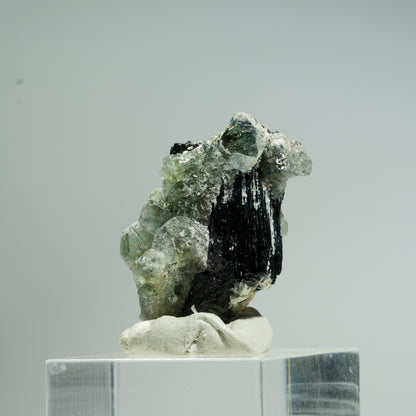 Phantom Fluorit Würfel, Schörl Turmalin, Muskovit Stufe Erongo, Namibia 32*19*16mm #13686